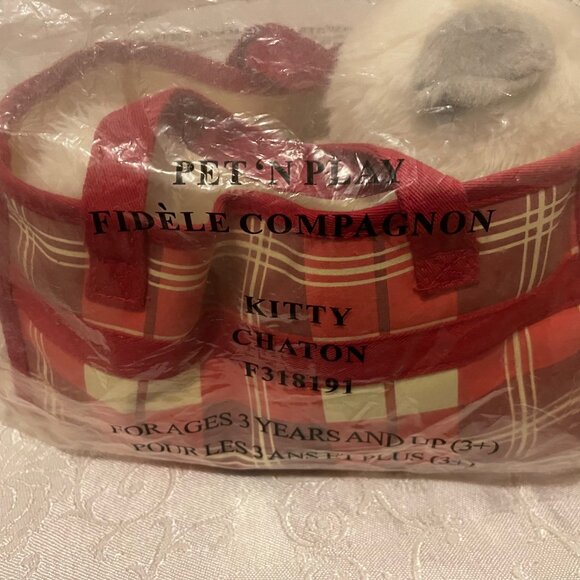 2004 Kitty Pet 'N Play  Interactive Kitty with Pink Plaid Carrying Bag..  EUC - Picture 11 of 16